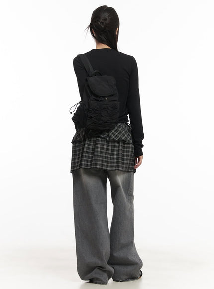 checkered-ruffle-layering-mini-skirt-cf519