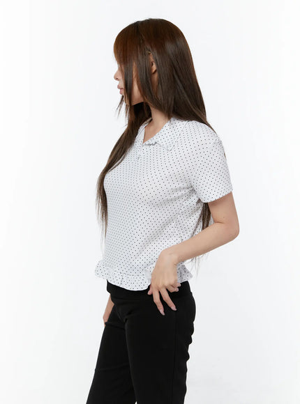 polka-dot-collar-frill-blouse-cy518