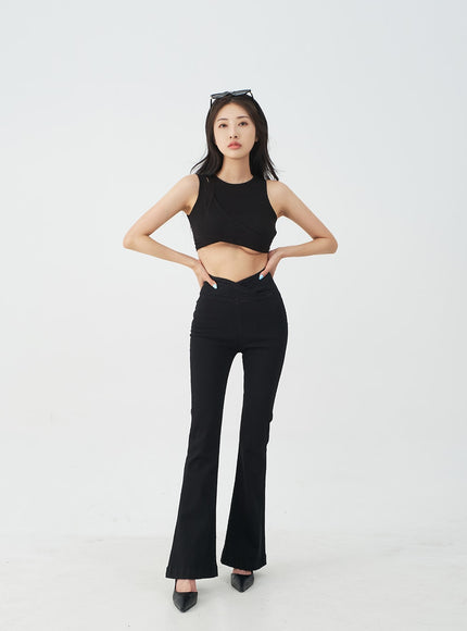 Banded Boot-Cut Highwaisted Pants IJ23