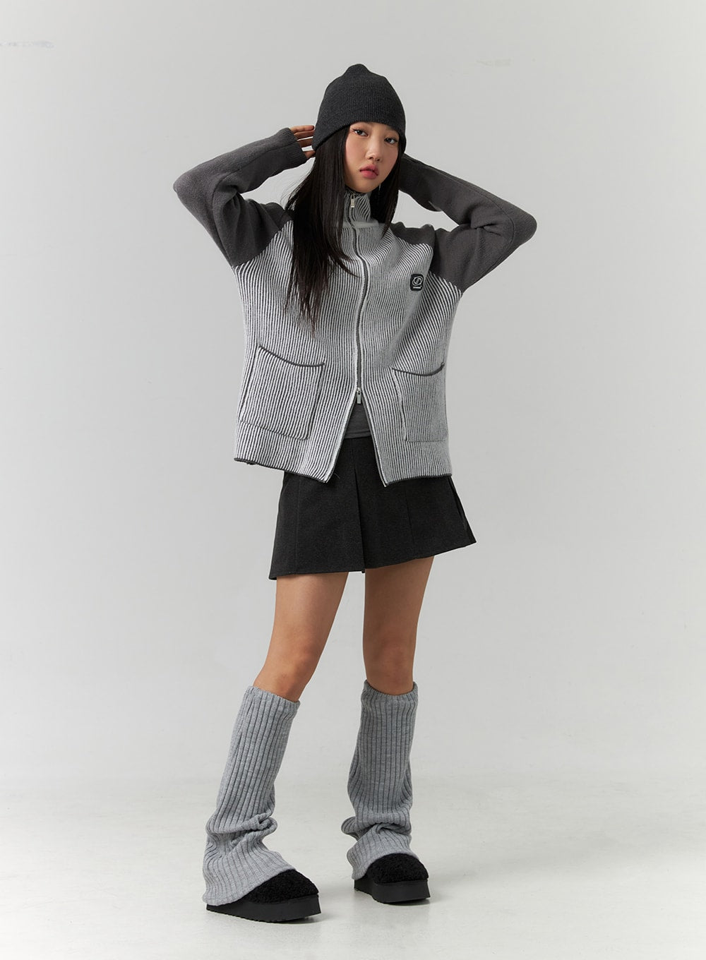 fleece-pleated-mini-skirt-cd304