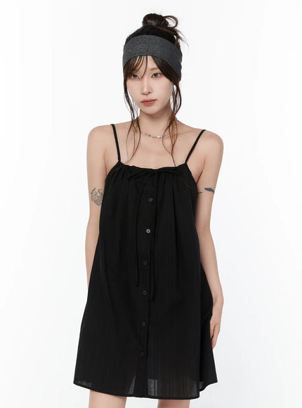 sleeveless-tie-front-dress-cy515 / Black