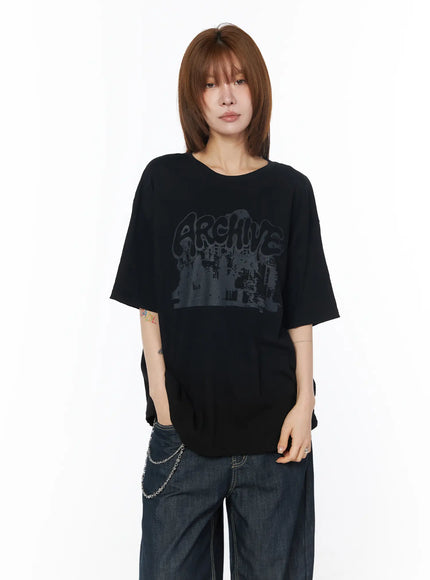 oversized-graphic-tee-cy528 / Black
