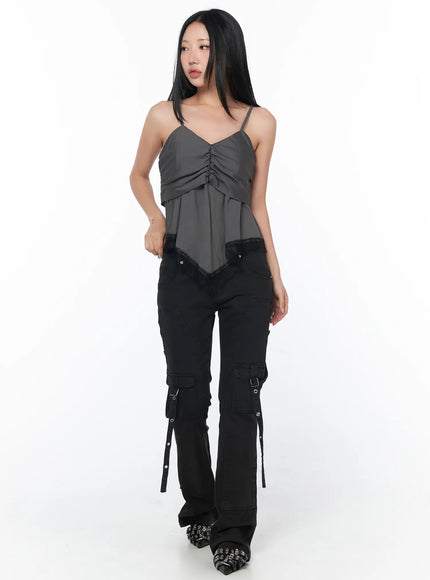 black-bucle-bootcut-cargo-pants-cy513