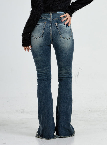 Faded Washing Bootcut Denim Pants CO17