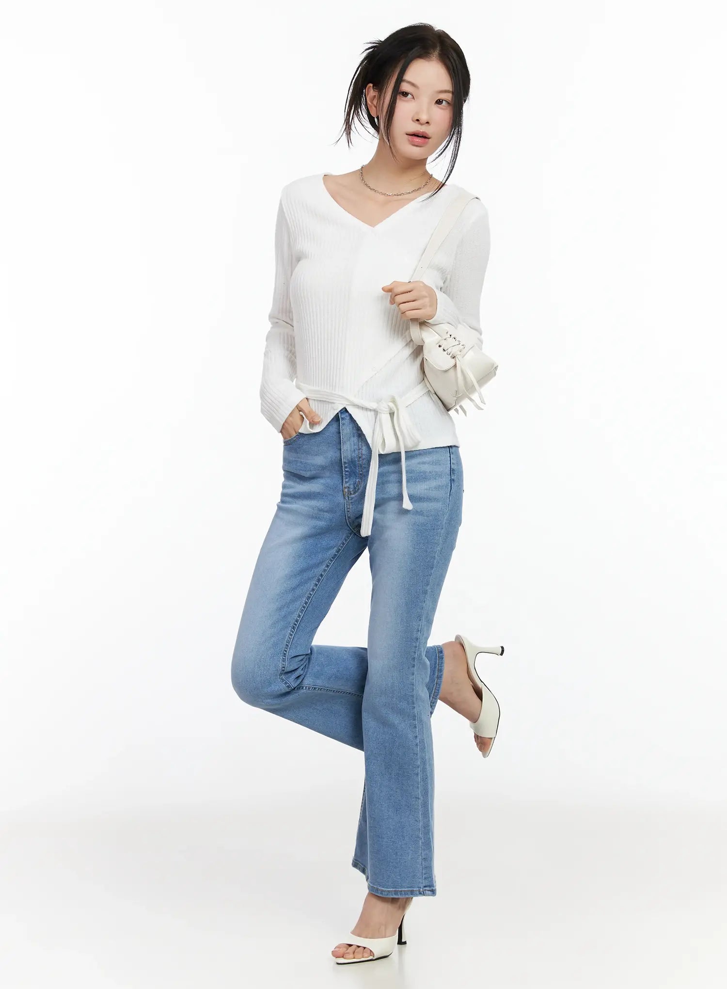 Chic V-Neck Ribbed Knit Top Set IM524