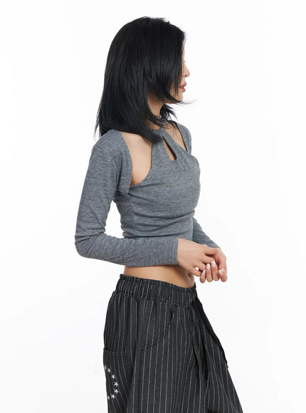 Cut-Out Halter Crop Top CJ523