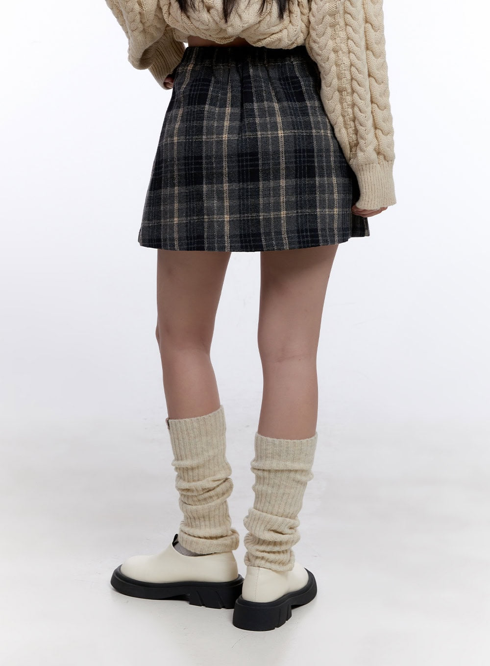 Checkered Pleated Winter Mini Skirt CJ513