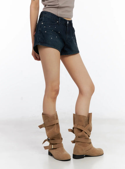 studded-washed-denim-shorts-cl530