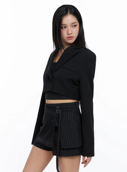 Modern Pinstripe Cropped Blazer IS525