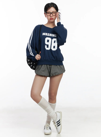 Off-Shoulder Graphic Sweatshirt CF503