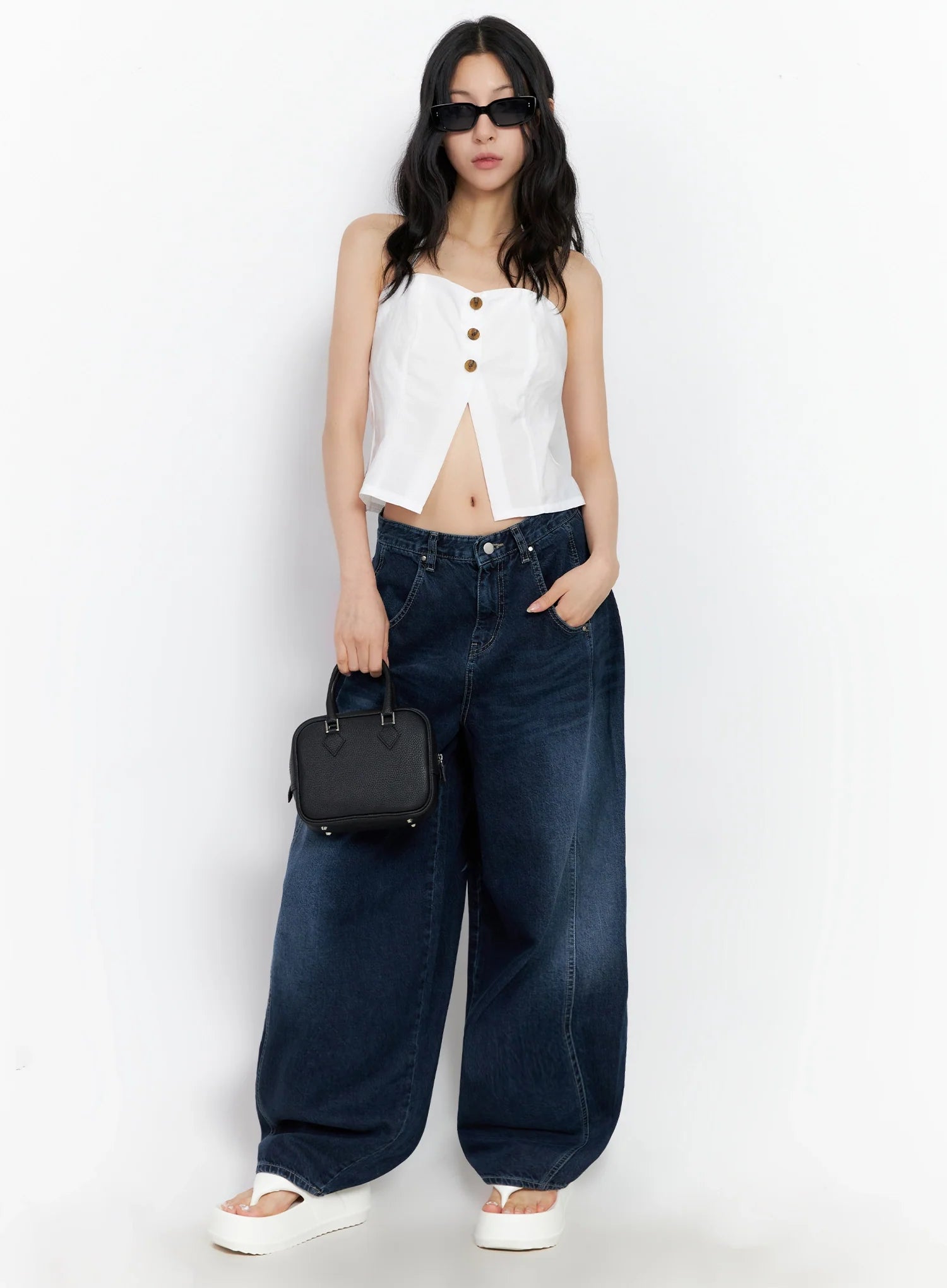 Sohee Angel Wing Print Wide-Leg Jeans IG508