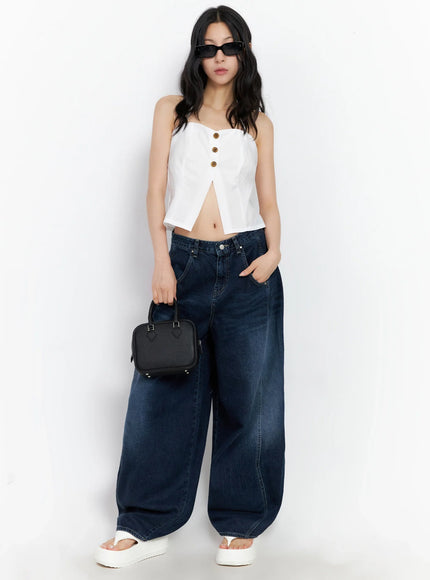 Sohee Angel Wing Print Wide-Leg Jeans IG508