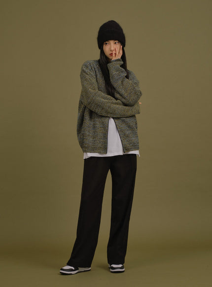 Loose Fit Knit with Two Way Zip