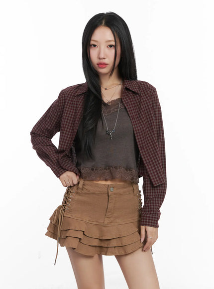classic-check-print-cropped-blouse-cd530