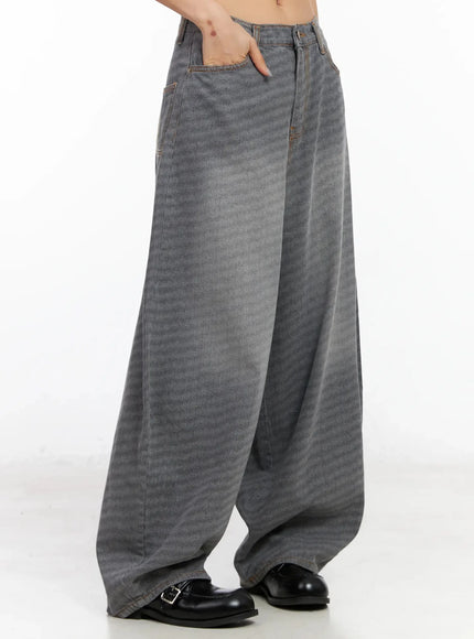 Novah Check Wide-Leg Jeans CA513