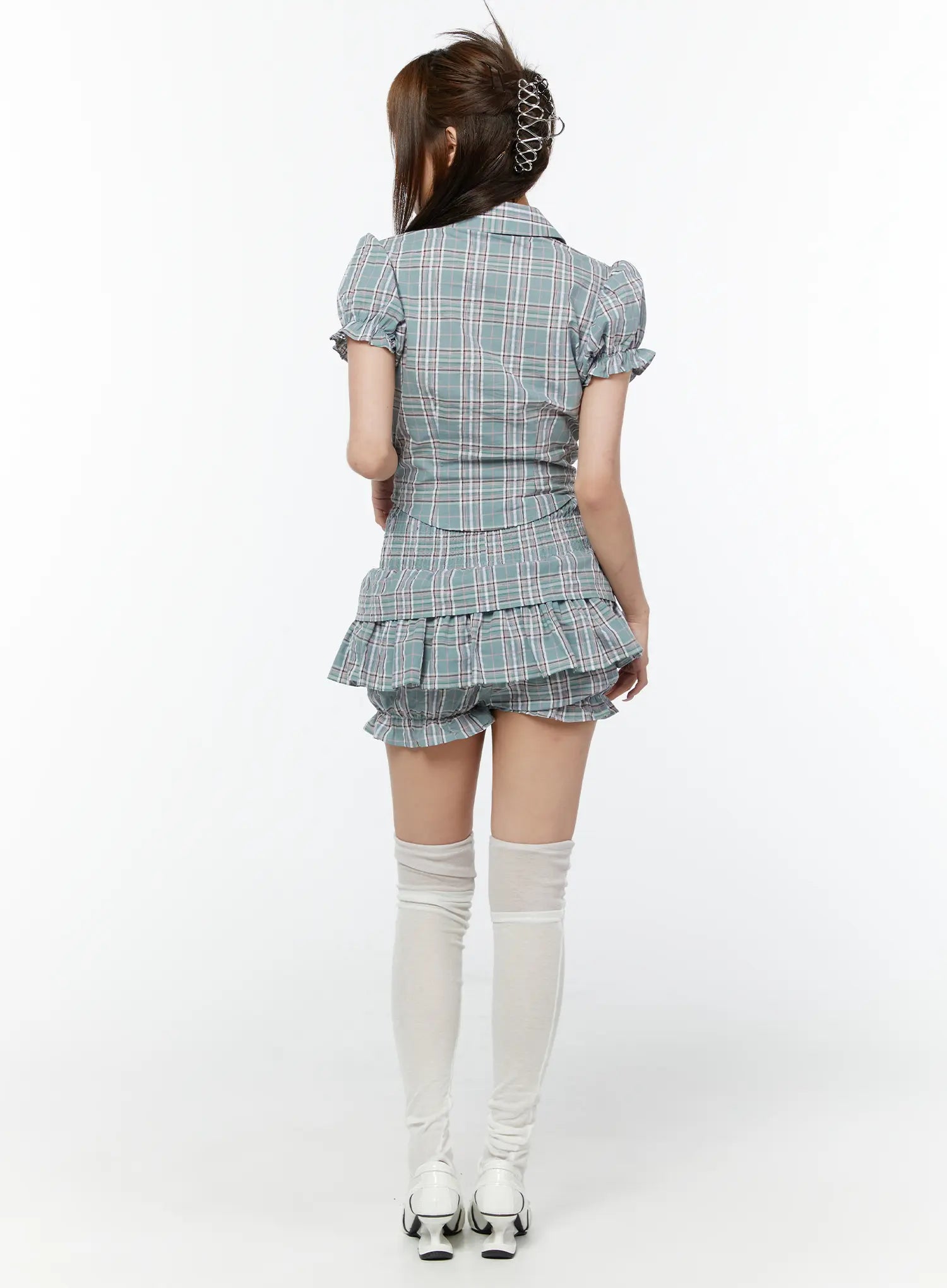 plaid-tiered-mini-skirt-cy518