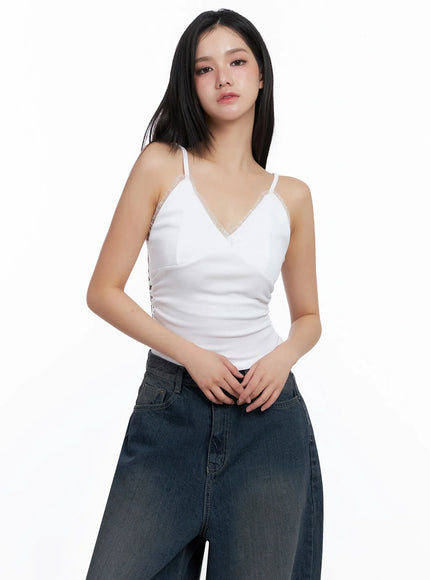 sleeveless-ruched-lace-cami-is525