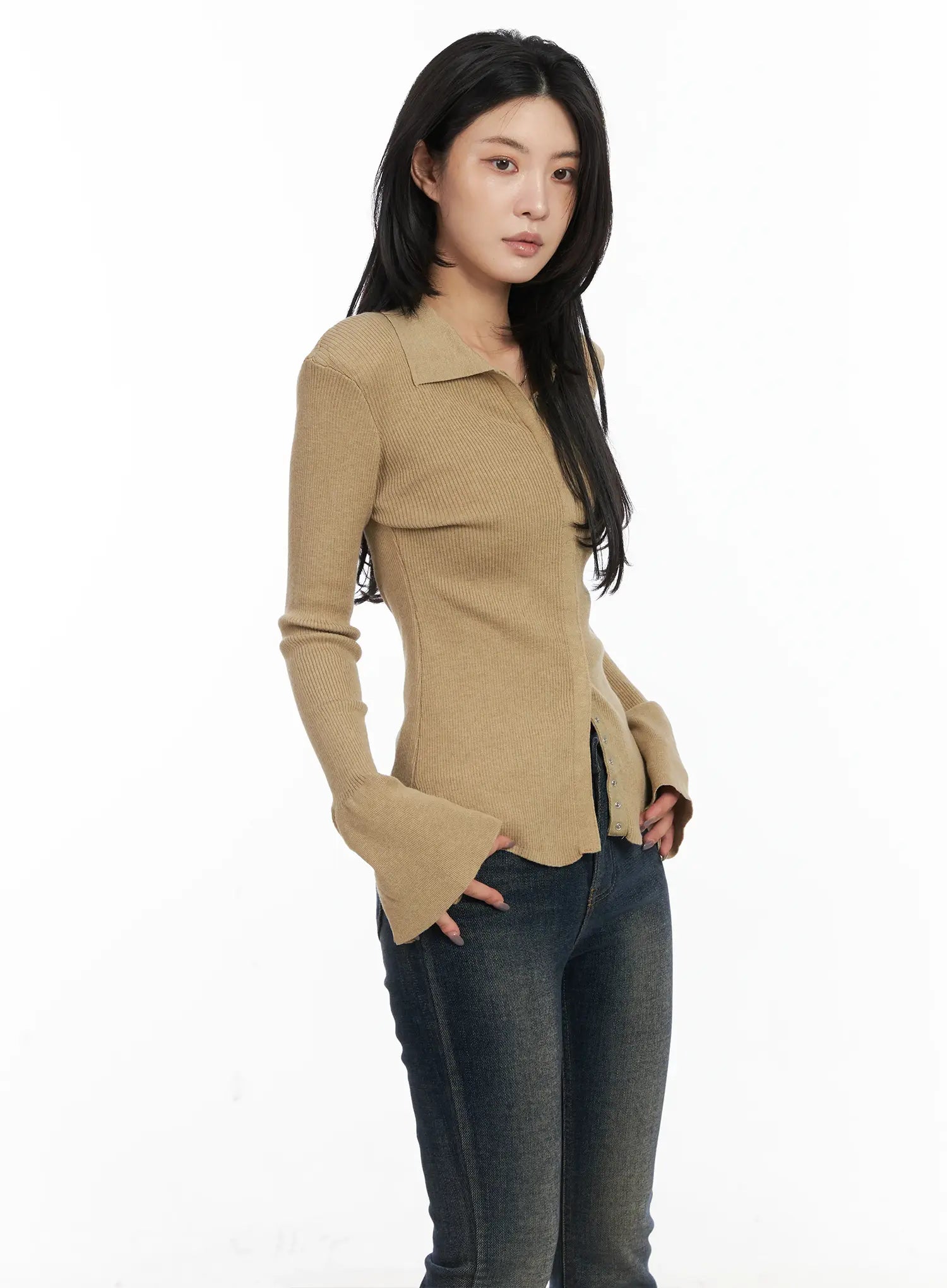 Button-Up Knit Shirt CD502