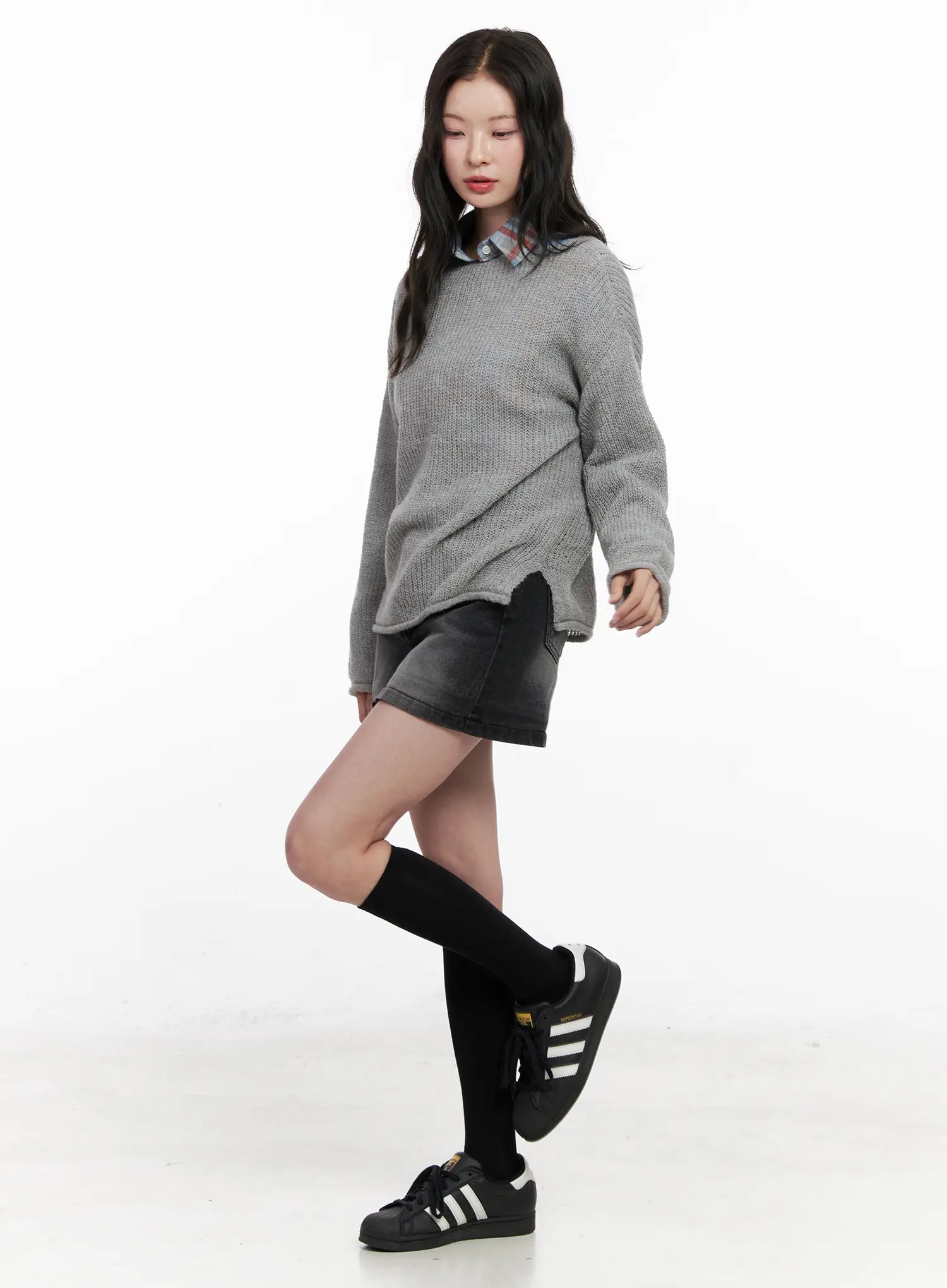 Oversized Boat Neck Knit Sweater CN504
