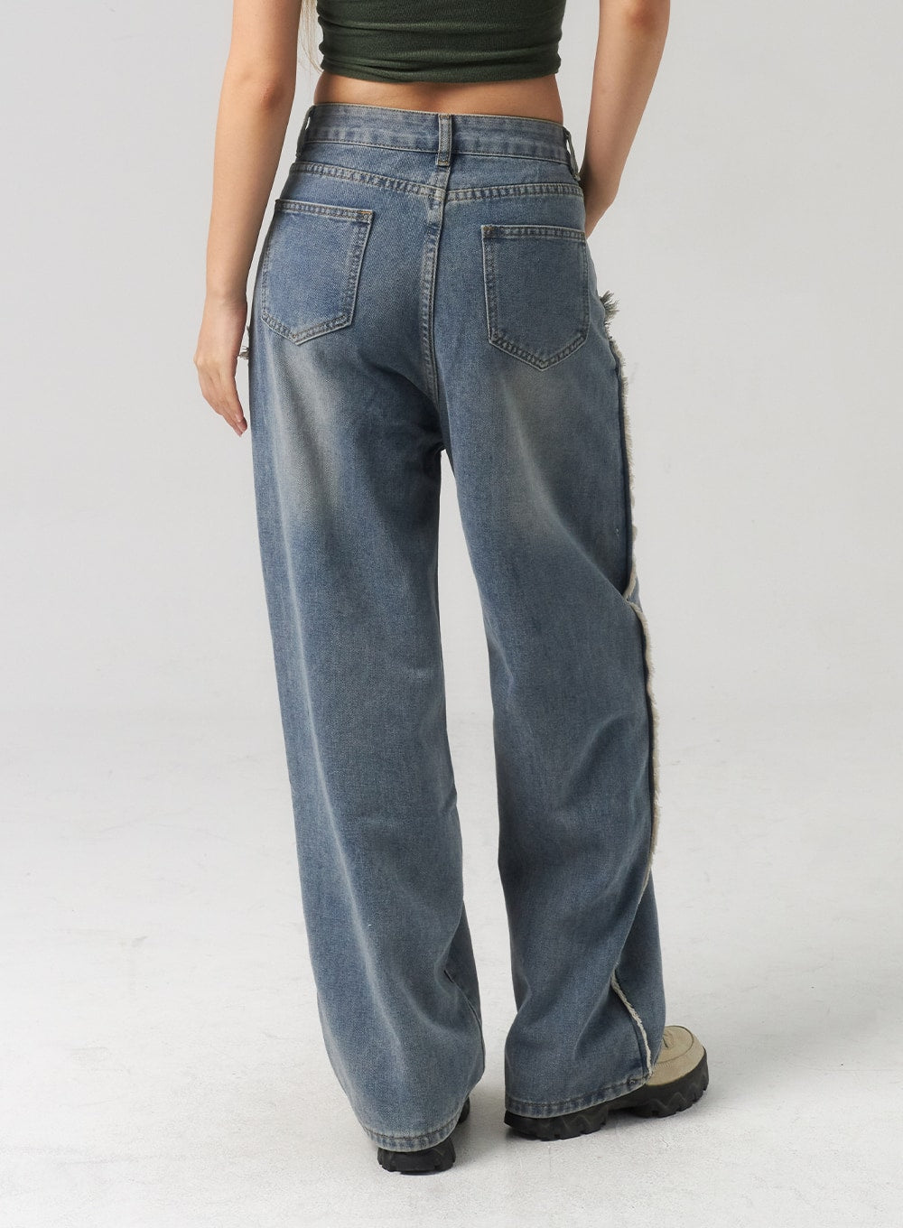 Mid Waist Vintage Wash Baggy Jeans
