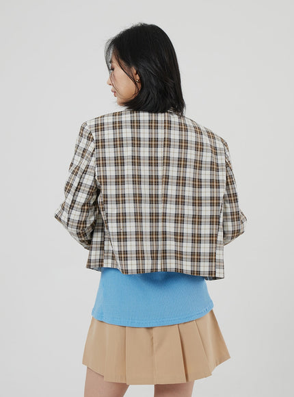 Check Pattern Crop Blazer OF310