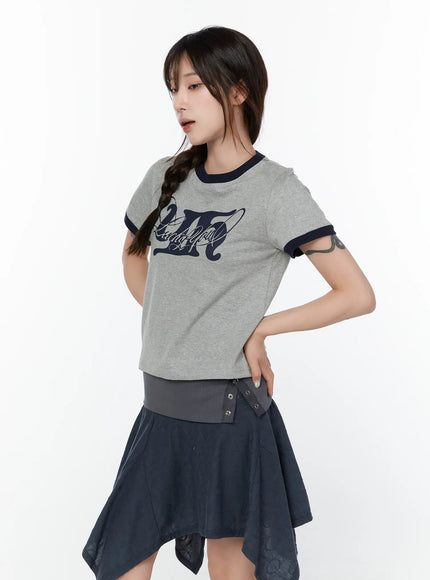 vintage-print-t-shirt-cy515 / Gray