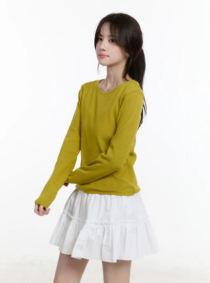 basic-round-neck-long-sleeve-top-cm505 / Green