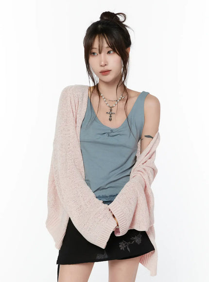 summer-relaxed-fit-cardigan-cy515 / Light pink
