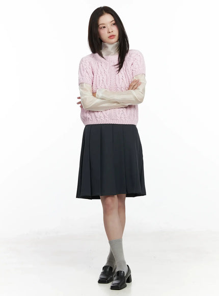 Cable Knit Short Sleeve Top IF524