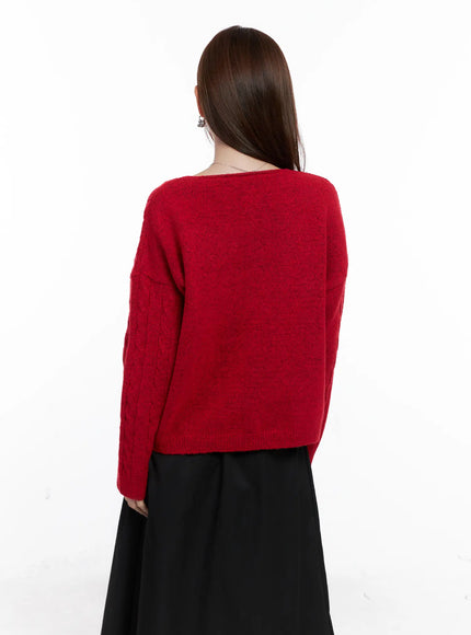 Loose-Fit Cable Knit Cardigan CG521