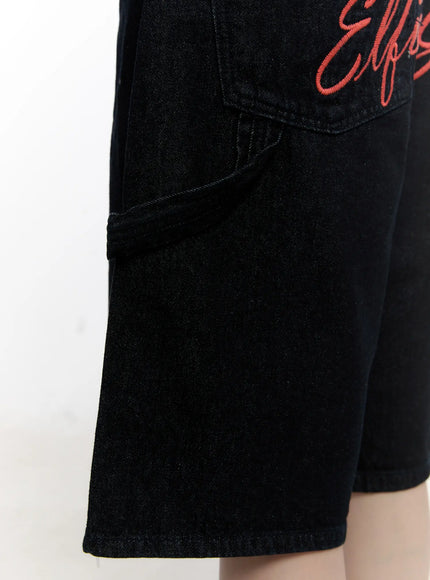 red-text-graphic-embroidered-jorts-cl504