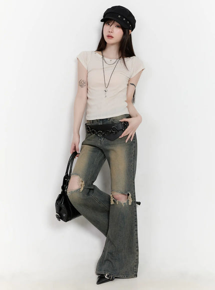 Eyelet Short Sleeve Tee CA503