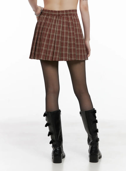 Plaid Pleated Mini Skirt CG519