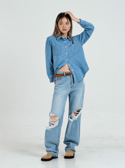 Ripped Maxi Denim Pants Unisex CO14