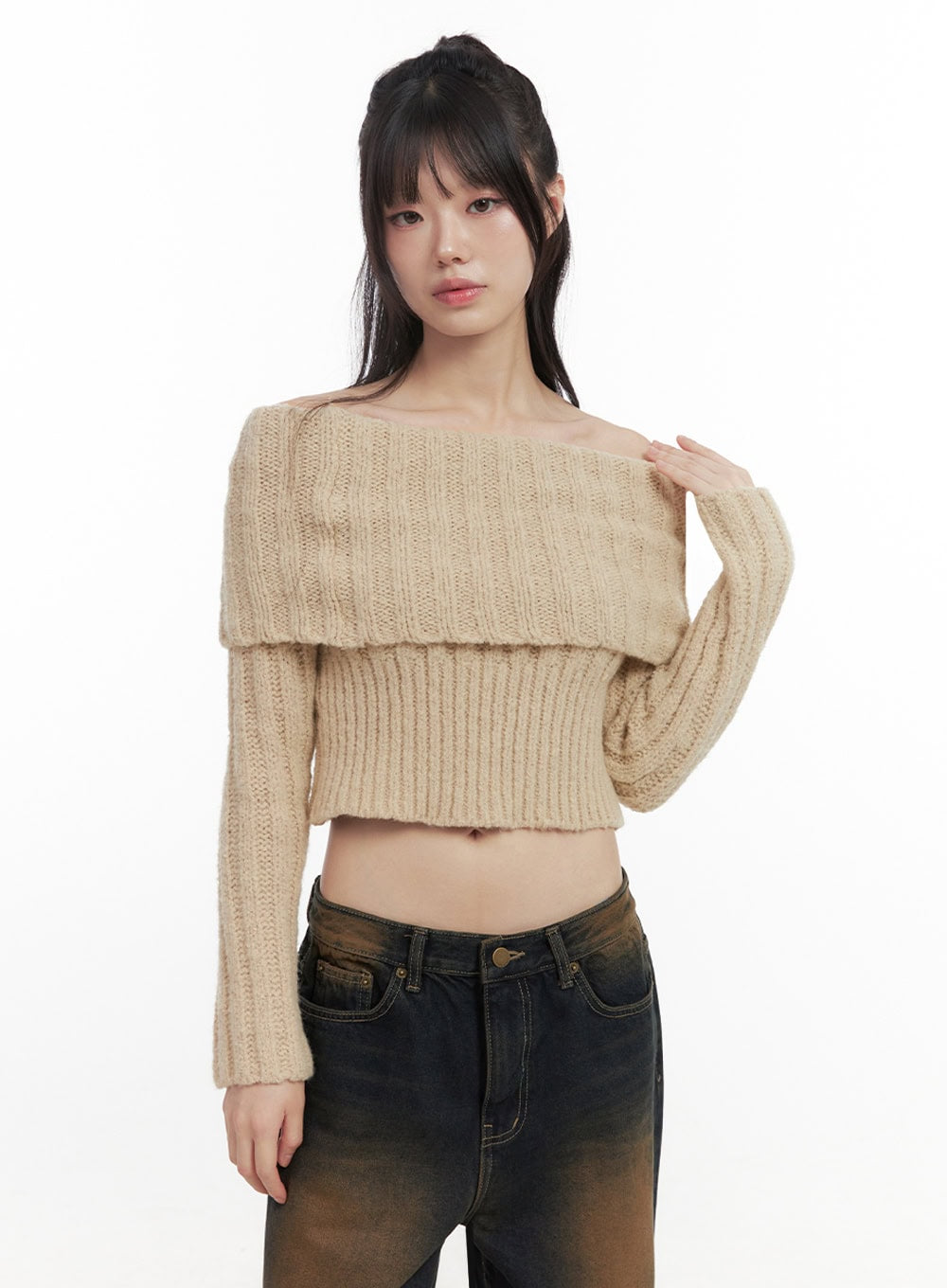 slim-fit-off-shoulder-sweater-id402