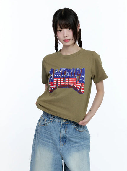 Patriotic Graphic Cropped Top CG507
