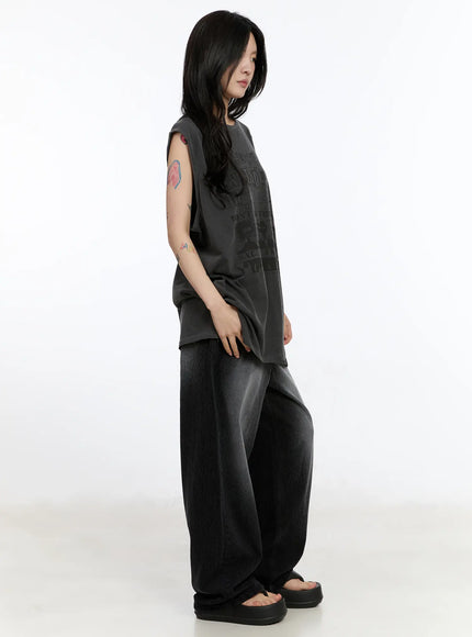 Oversized Pigment Print Sleeveless Top CA508