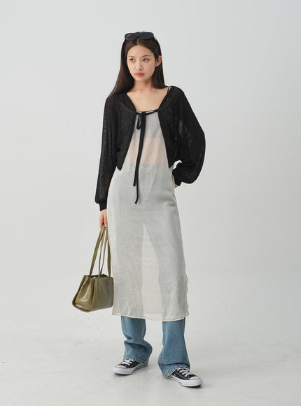 Wrinkle Sheer Cami Maxi Dress CJ08