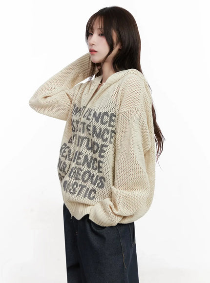 Casual Mesh Lettering Hoodie Jacket IN514