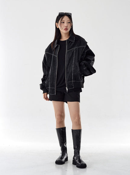 Over Fit Stitch Veste en similicuir Unisexe CG16