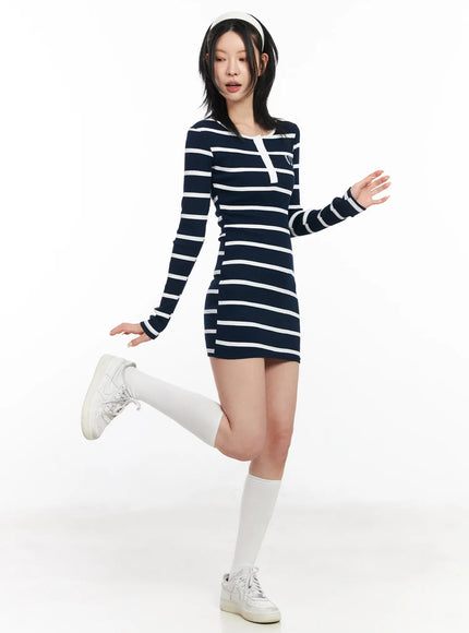Striped Knit Mini Dress CF526