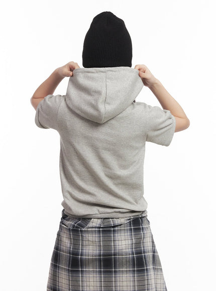 Heart Patched Puff Short-Sleeve Hoodie CM528