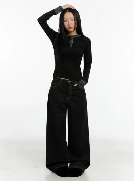 Noemi Wide Leg Stitch Jeans ID525