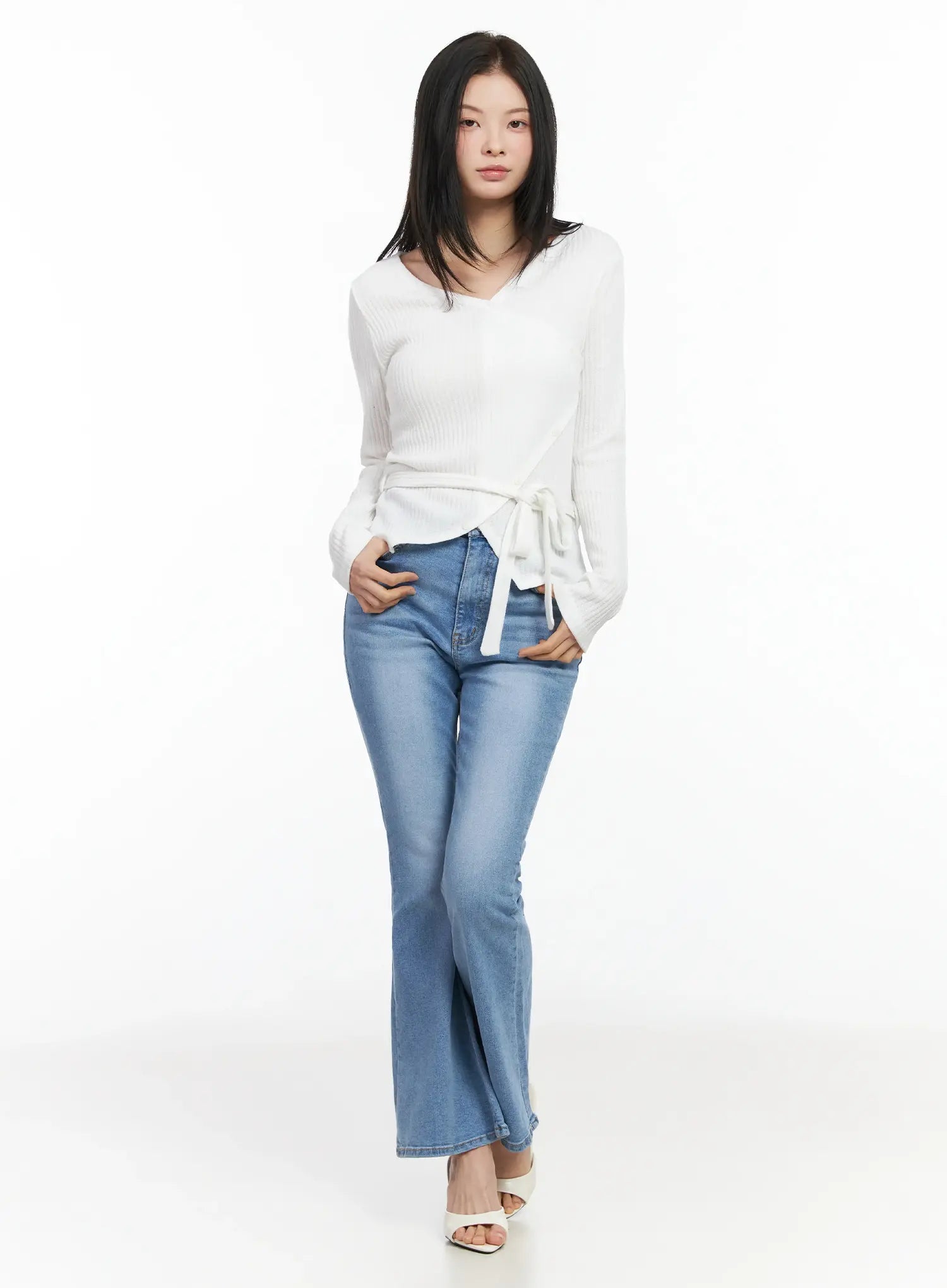 Chic V-Neck Ribbed Knit Top Set IM524