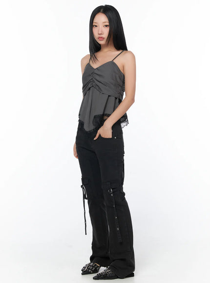 black-bucle-bootcut-cargo-pants-cy513