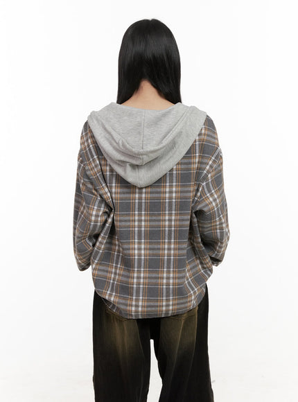 buttoned-check-hooded-blouse-cd410