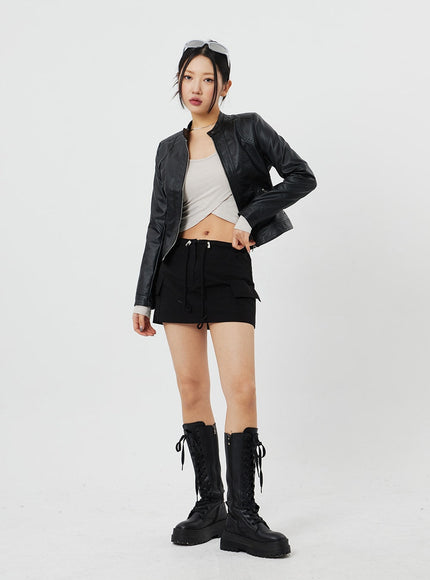 Drawstring Mini Skirt CF314