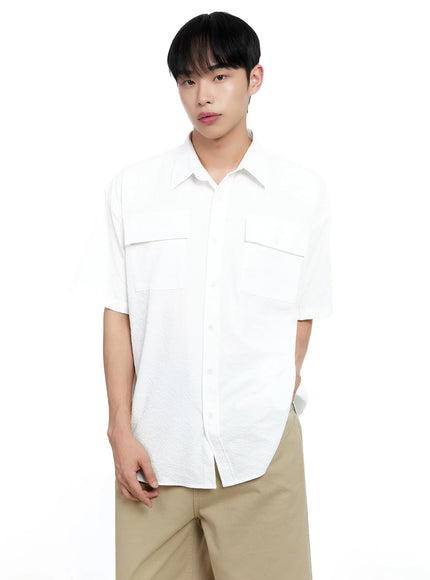 Men's Casual Crinkle Texture Shirt IG520