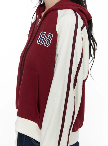 Two-Tone Zip-Up Crop Hoodie CS529