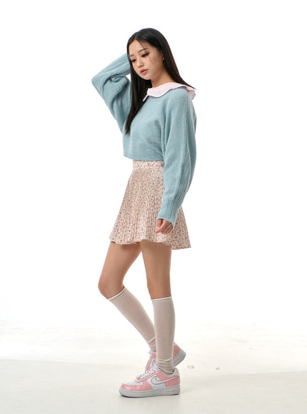 Cut Out Back Tie Detail Cropped Sweater BJ311